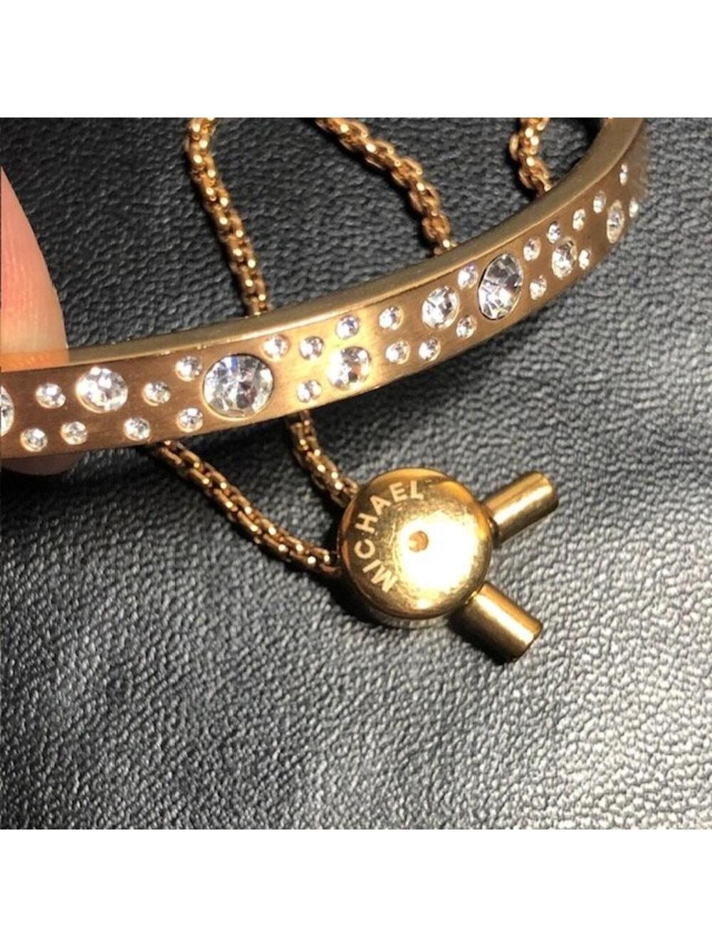 B0745 Michael Kors Rose Gold Tone crystal Adjustable Slider Bracelet